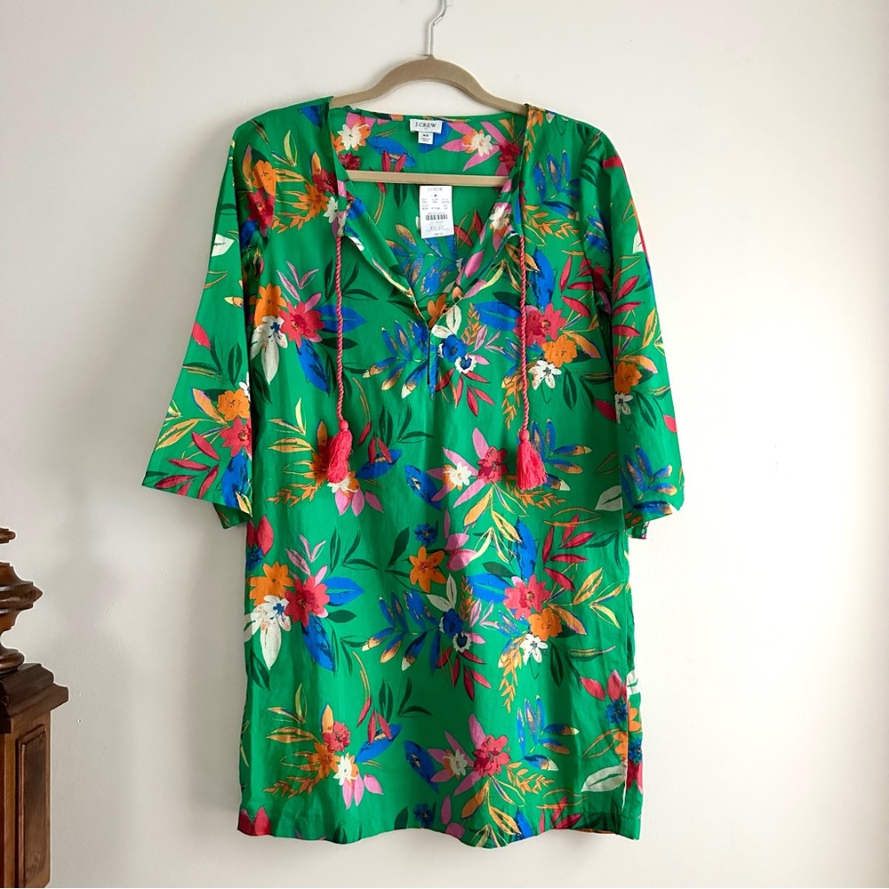 J. Crew Factory • Printed Beach Tunic in Bright Clover‎ Multi